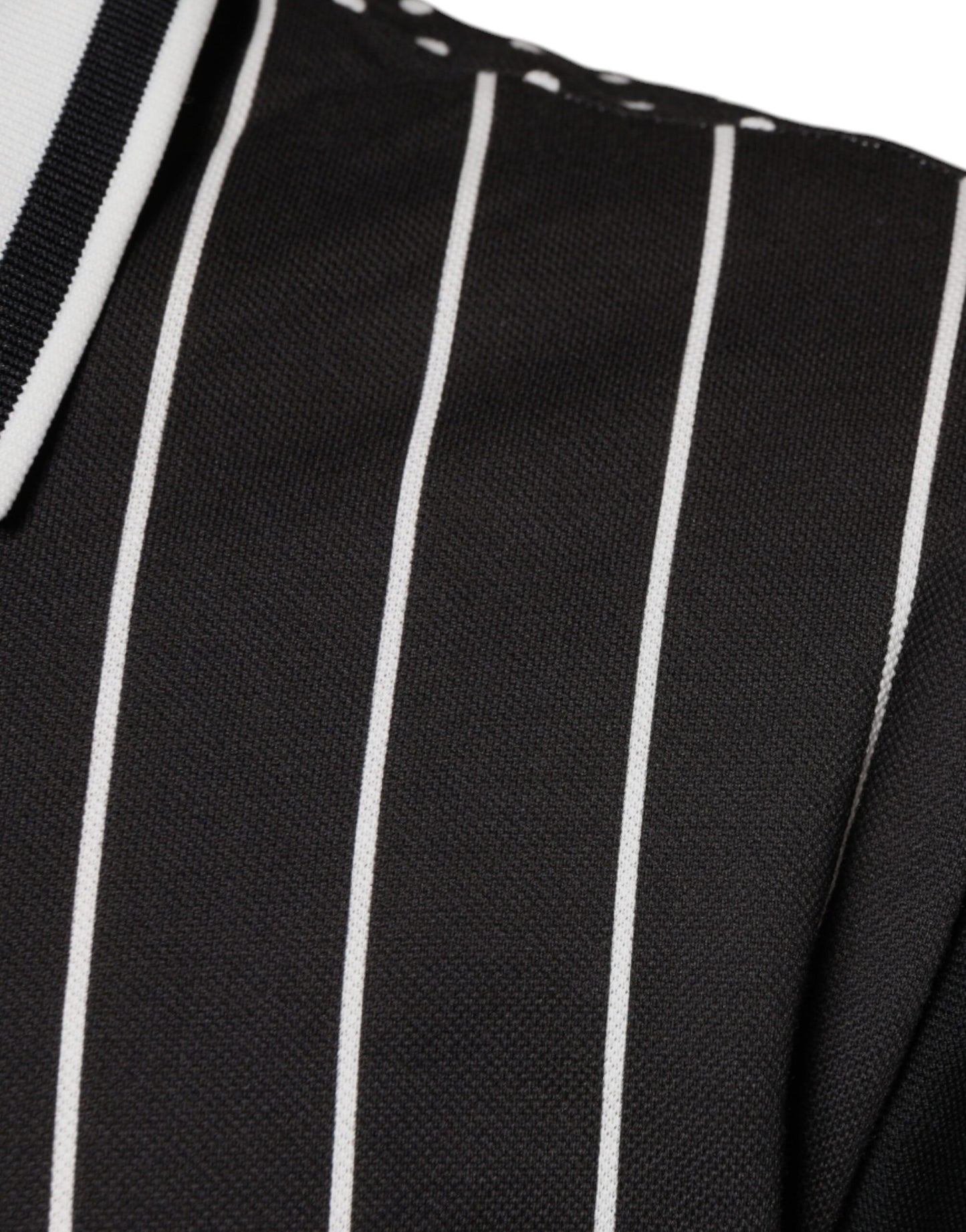 Black White Stripes Collared Polo T-shirt