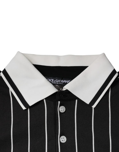 Black White Stripes Collared Polo T-shirt