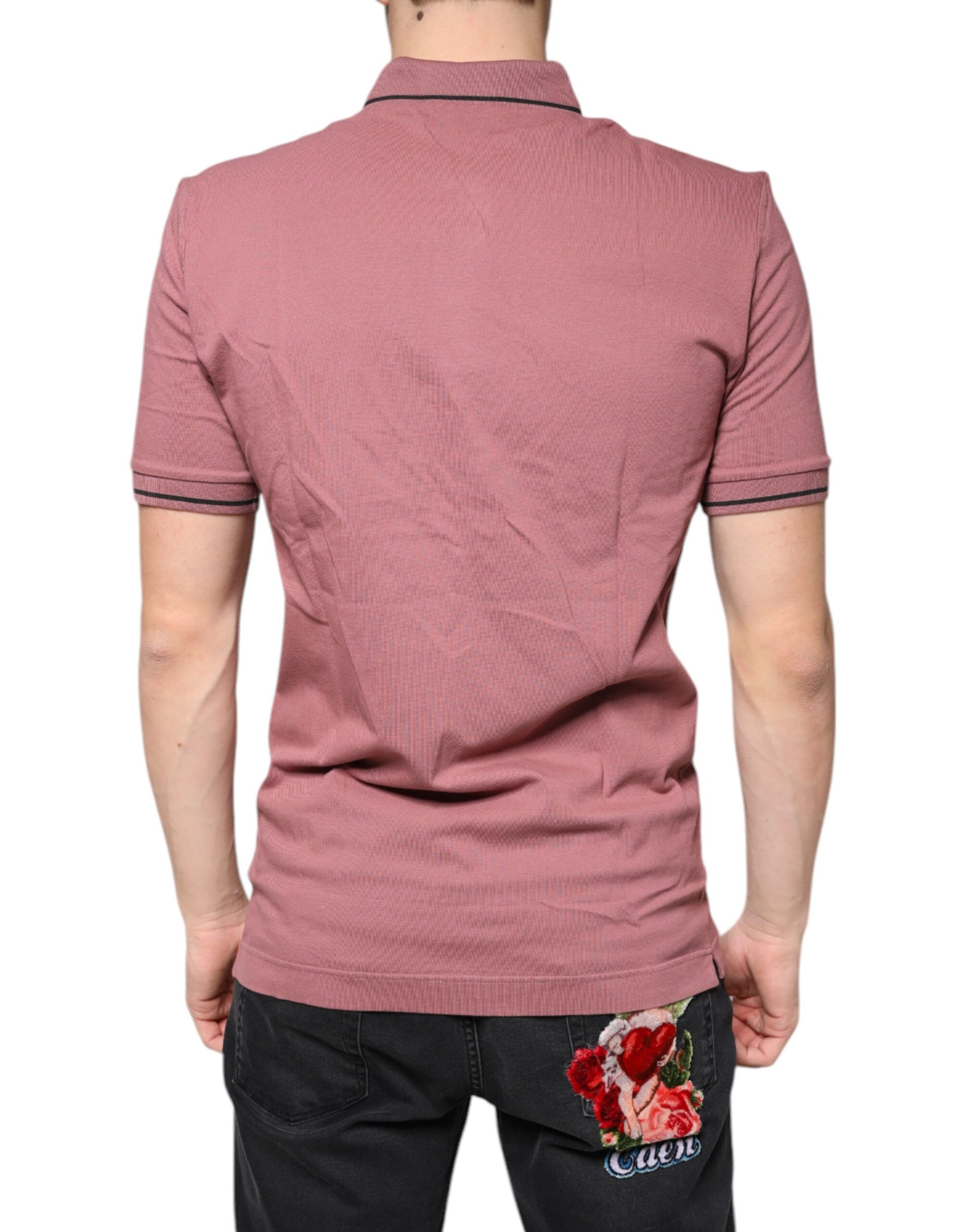 Pink Crown Embroidery Collared Polo T-shirt