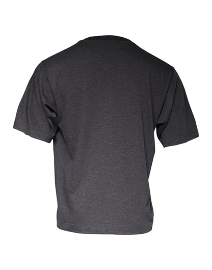 Gray Cotton Crew Neck Short Sleeves T-shirt