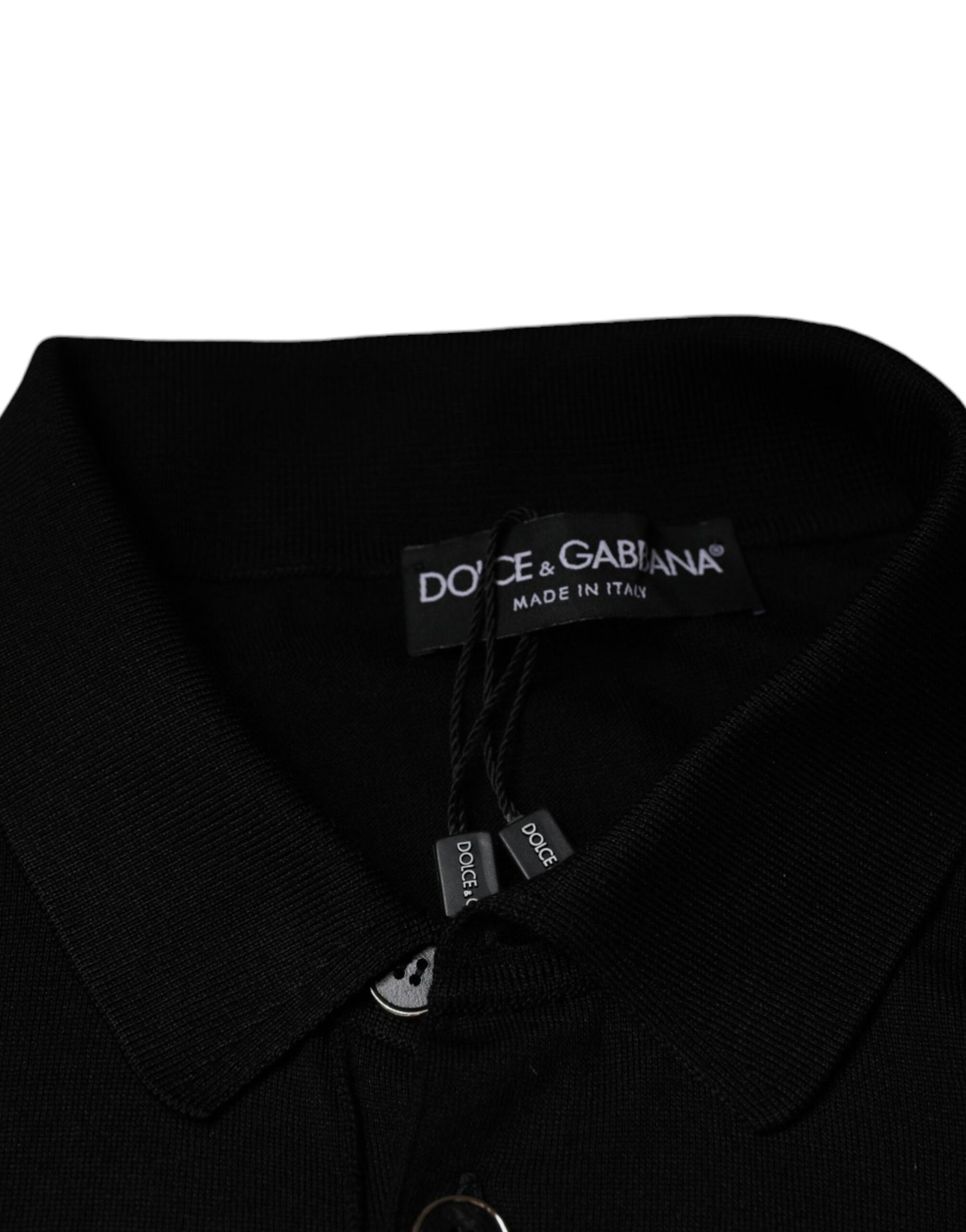 Black Silk Short Sleeves Men Polo T-shirt