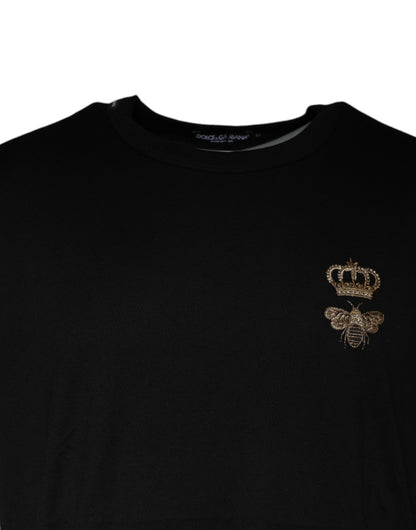 Black Bee Crown Cotton Crew Neck T-shirt