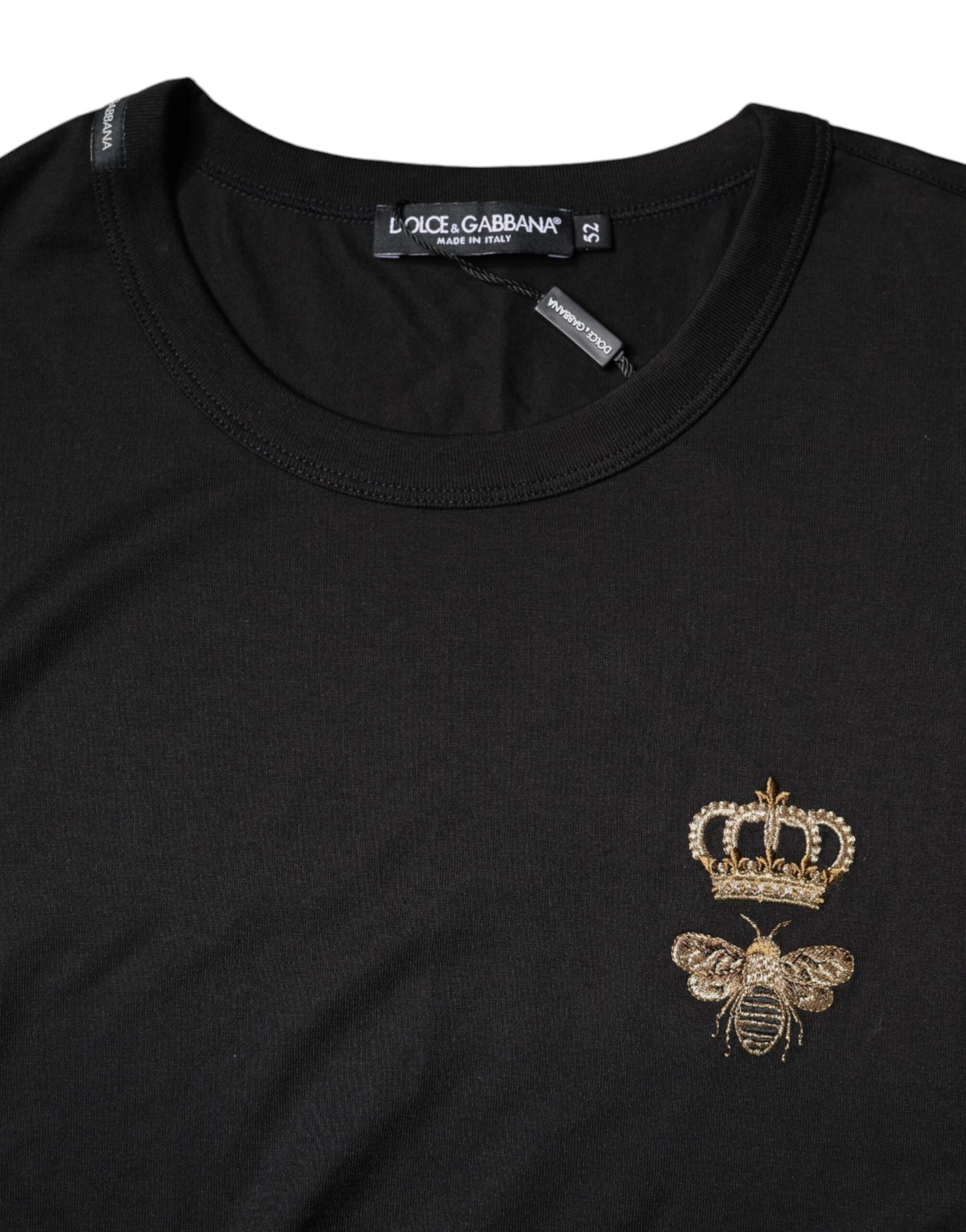 Black Bee Crown Cotton Crew Neck T-shirt