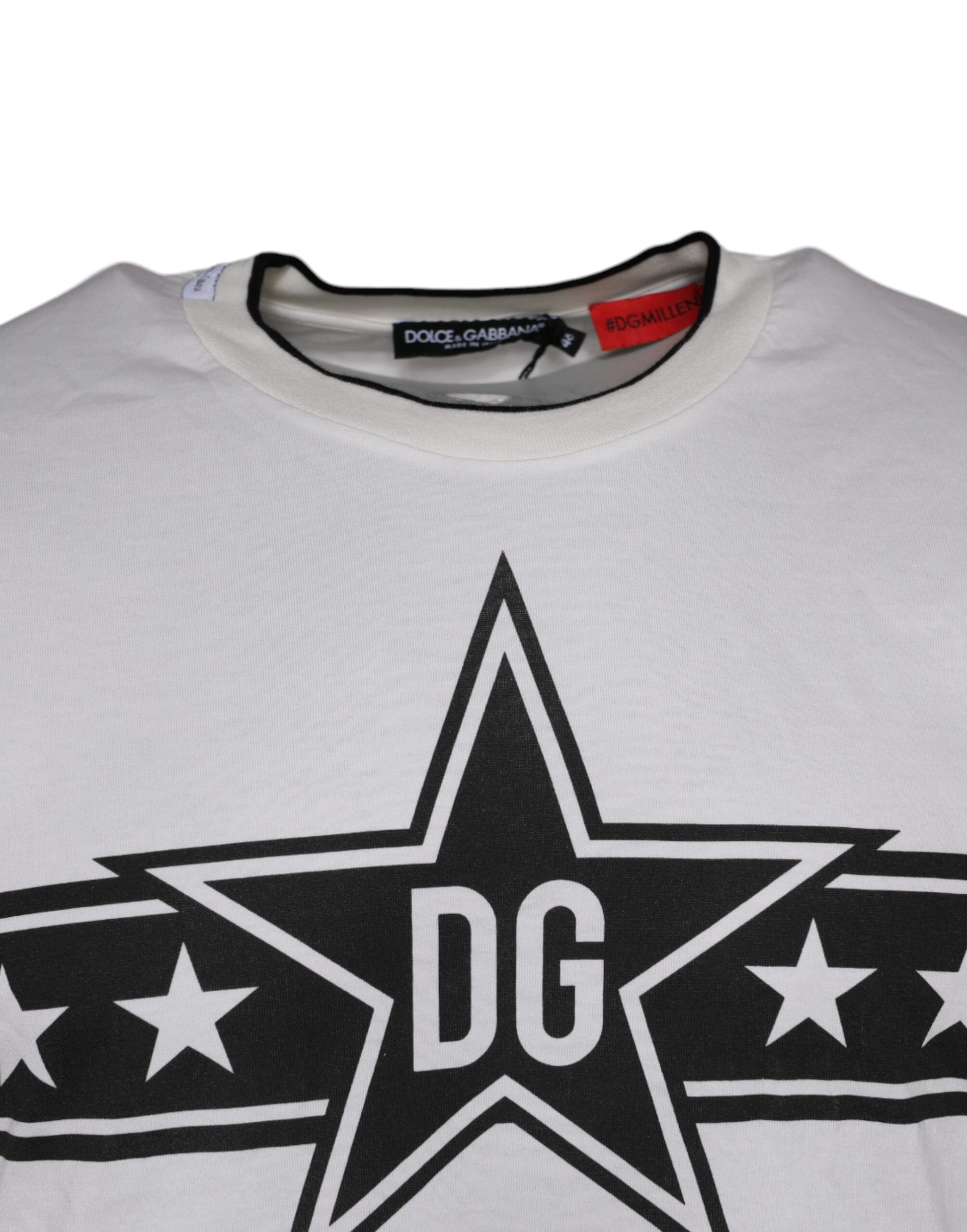 White DG Stars Print Cotton T-shirt