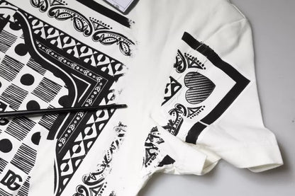 White Bandana Print Cotton Short Sleeves T-shirt