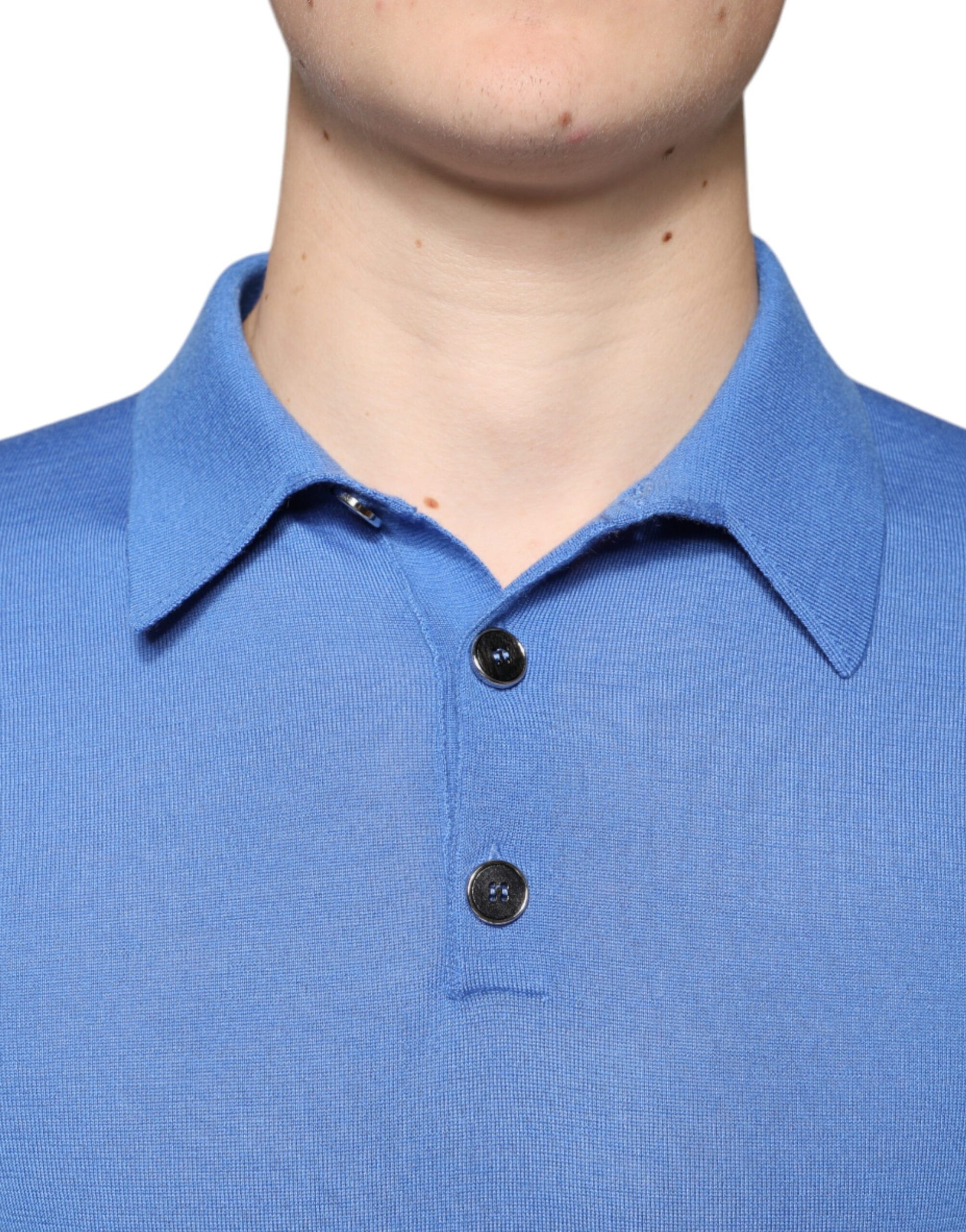 Blue Cashmere Short Sleeves Men Polo T-shirt