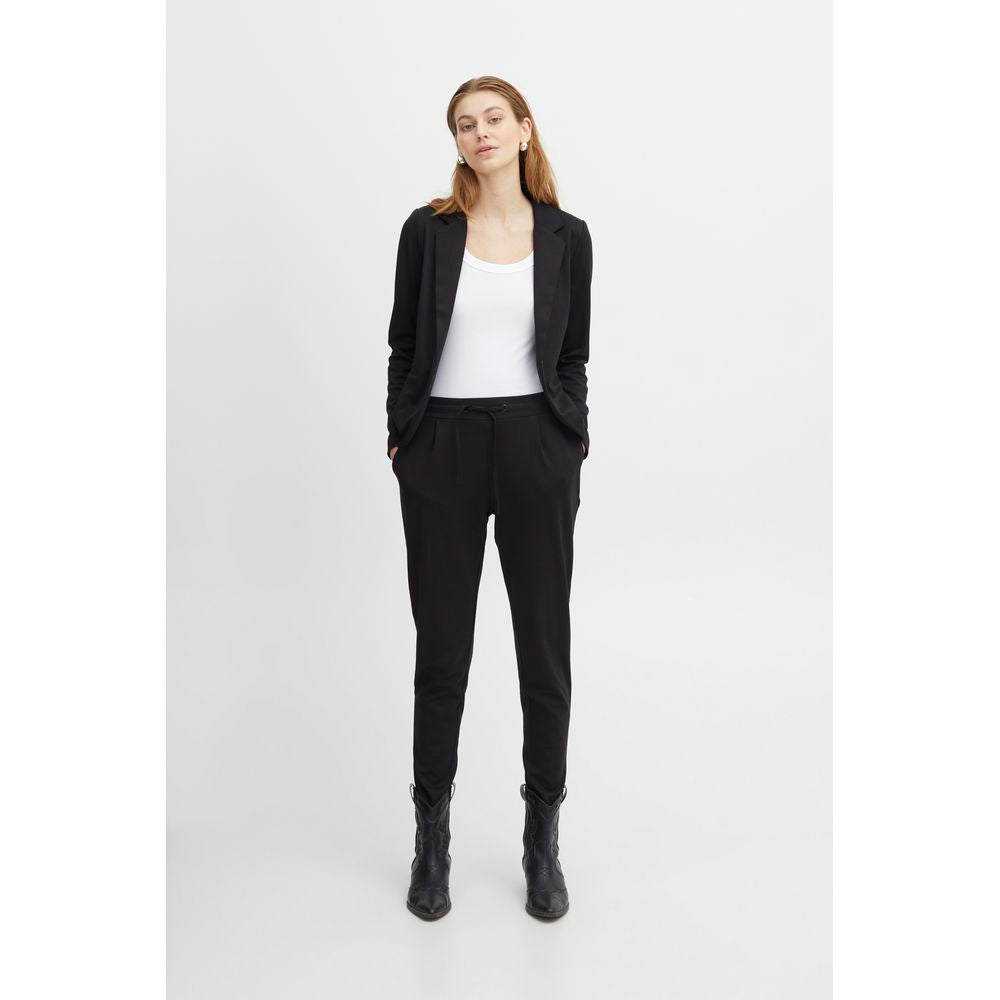 Black Polyester Jeans & Pant