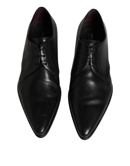 Black Leather Lace Up Men Derby Formal Shoes