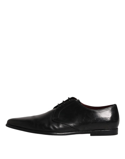 Black Leather Lace Up Men Derby Formal Shoes