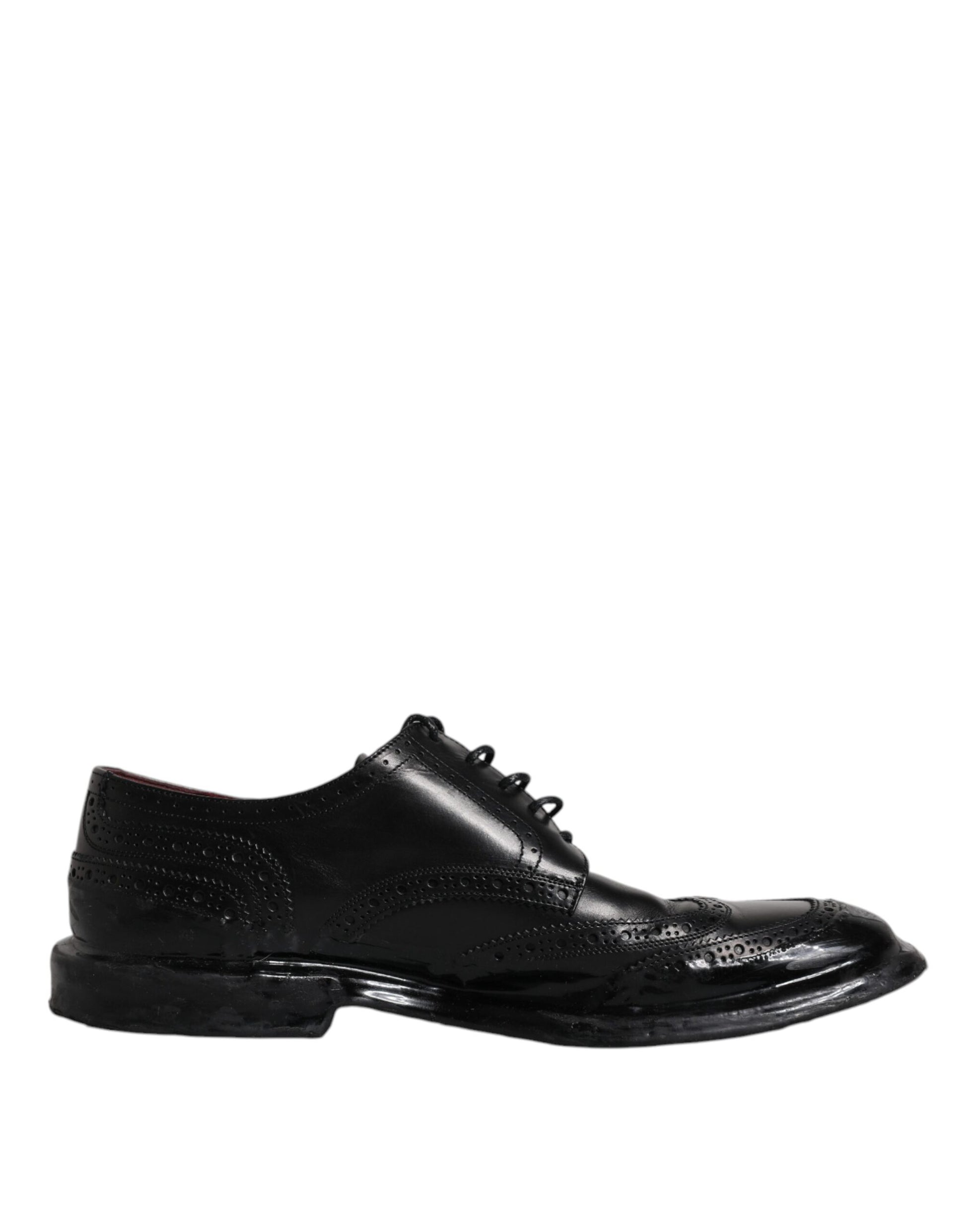 Black Leather Derby Wingtip Formal Shoes