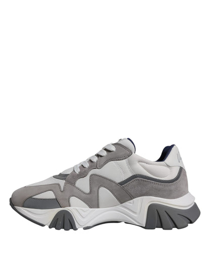 Grey Leather Neoprene Chunky Low Top Squalo Sneakers Shoes