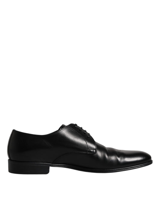 Black Leather Lace Up Men Derby Formal Shoes