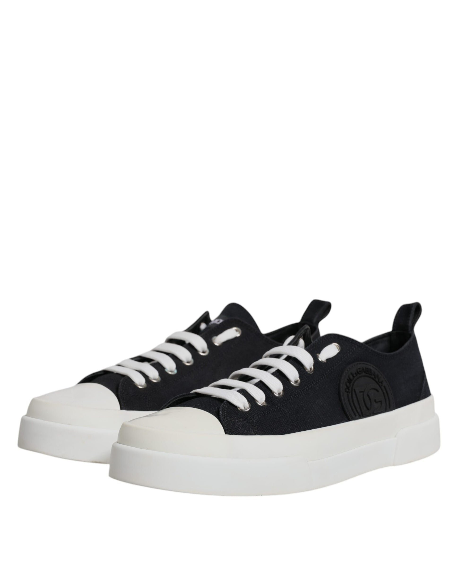 Black White Canvas Low Top Sneakers Shoes