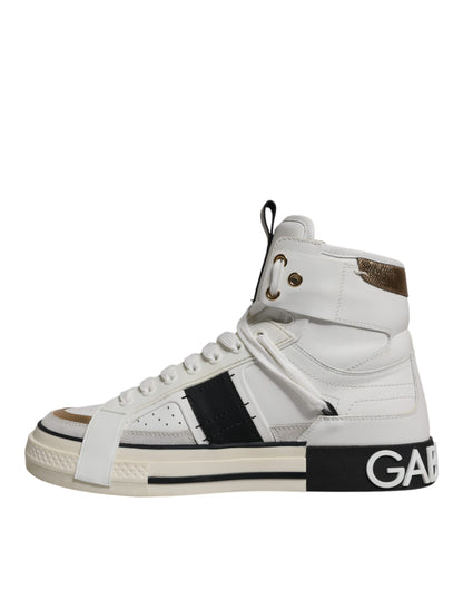 White Leather High Top Men Sneakers Shoes