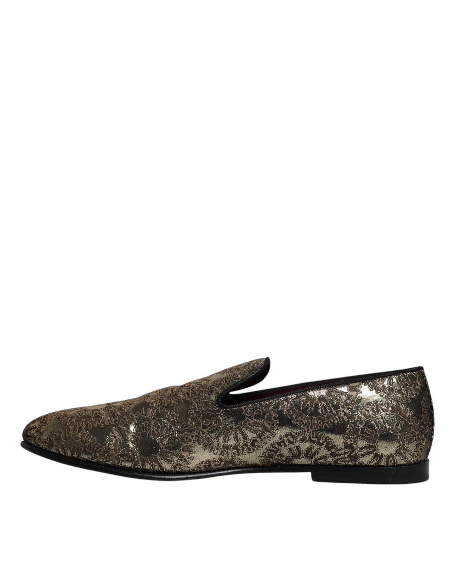 Gold Jacquard Flats Men Loafers Dress Shoes