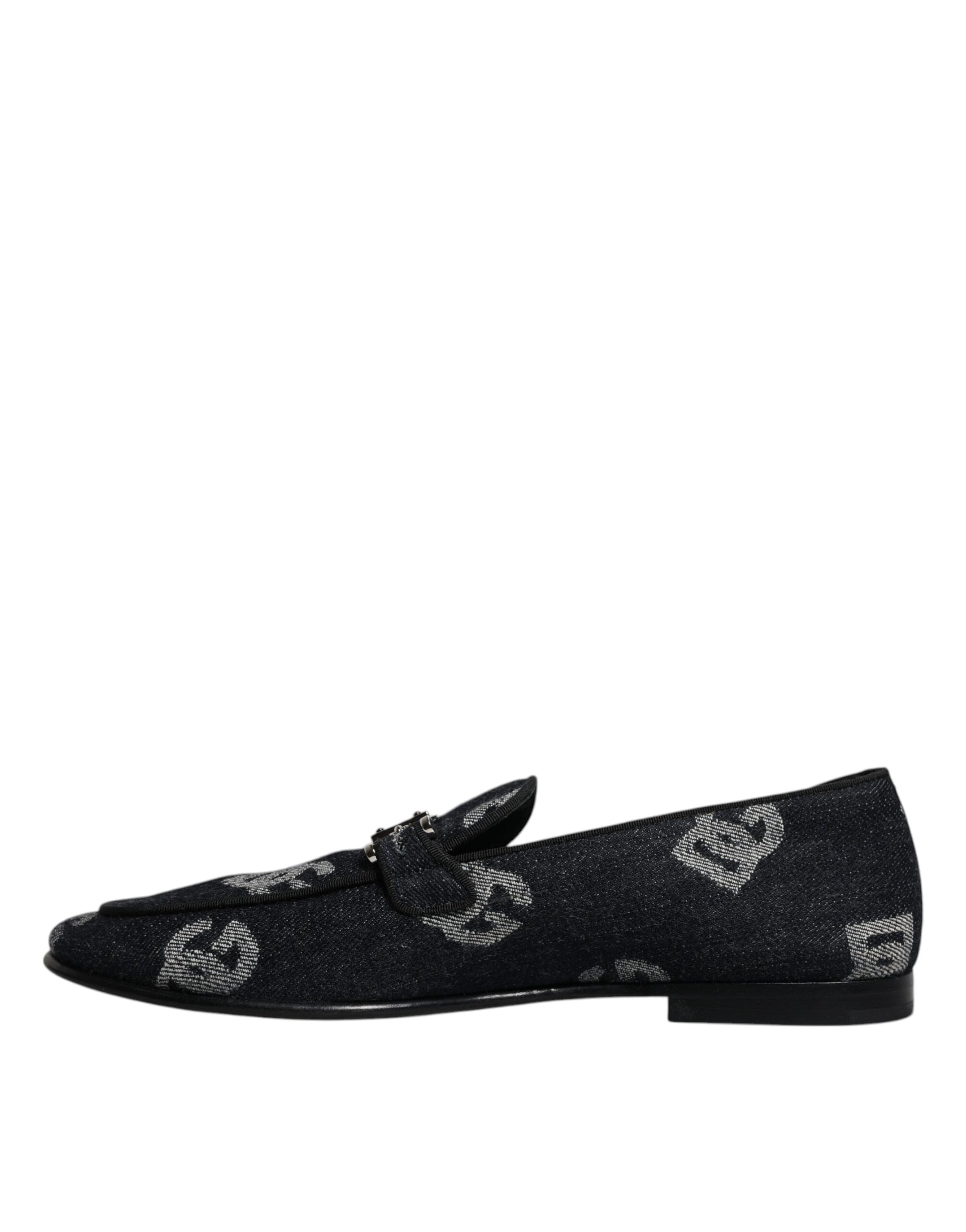 Black Logo Cotton Loafers Formal Dress Shoes