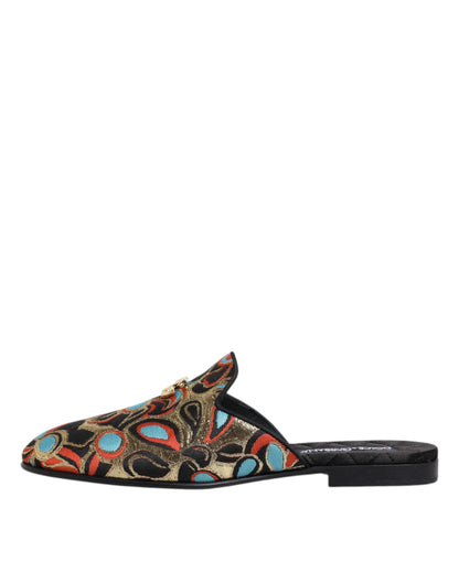 Multicolor Jacquard Logo Flat Sandals Shoes