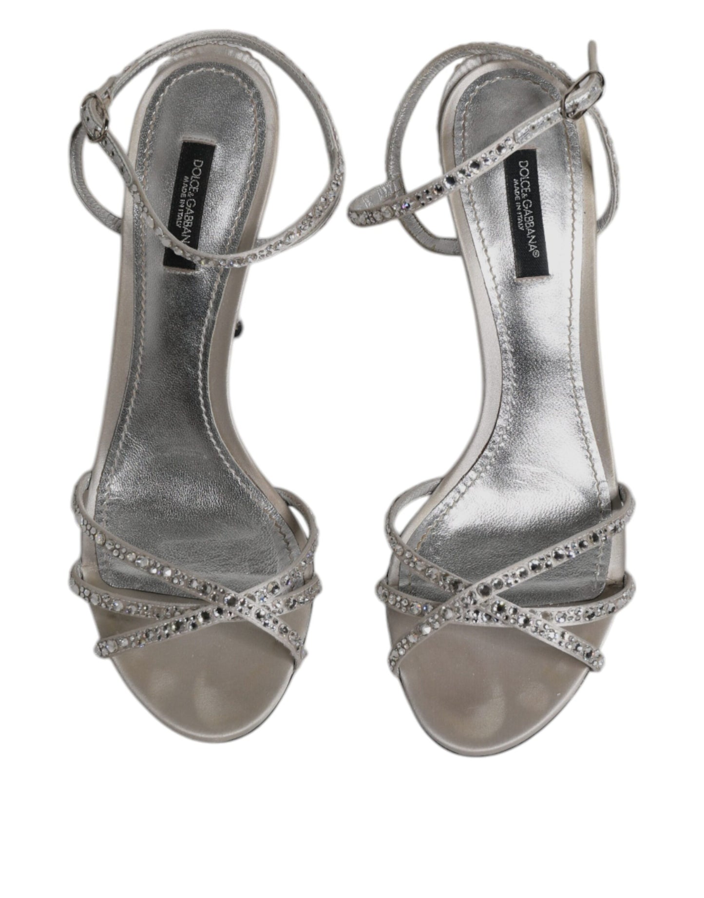 Silver Crystal Ankle Strap Sandals Shoes