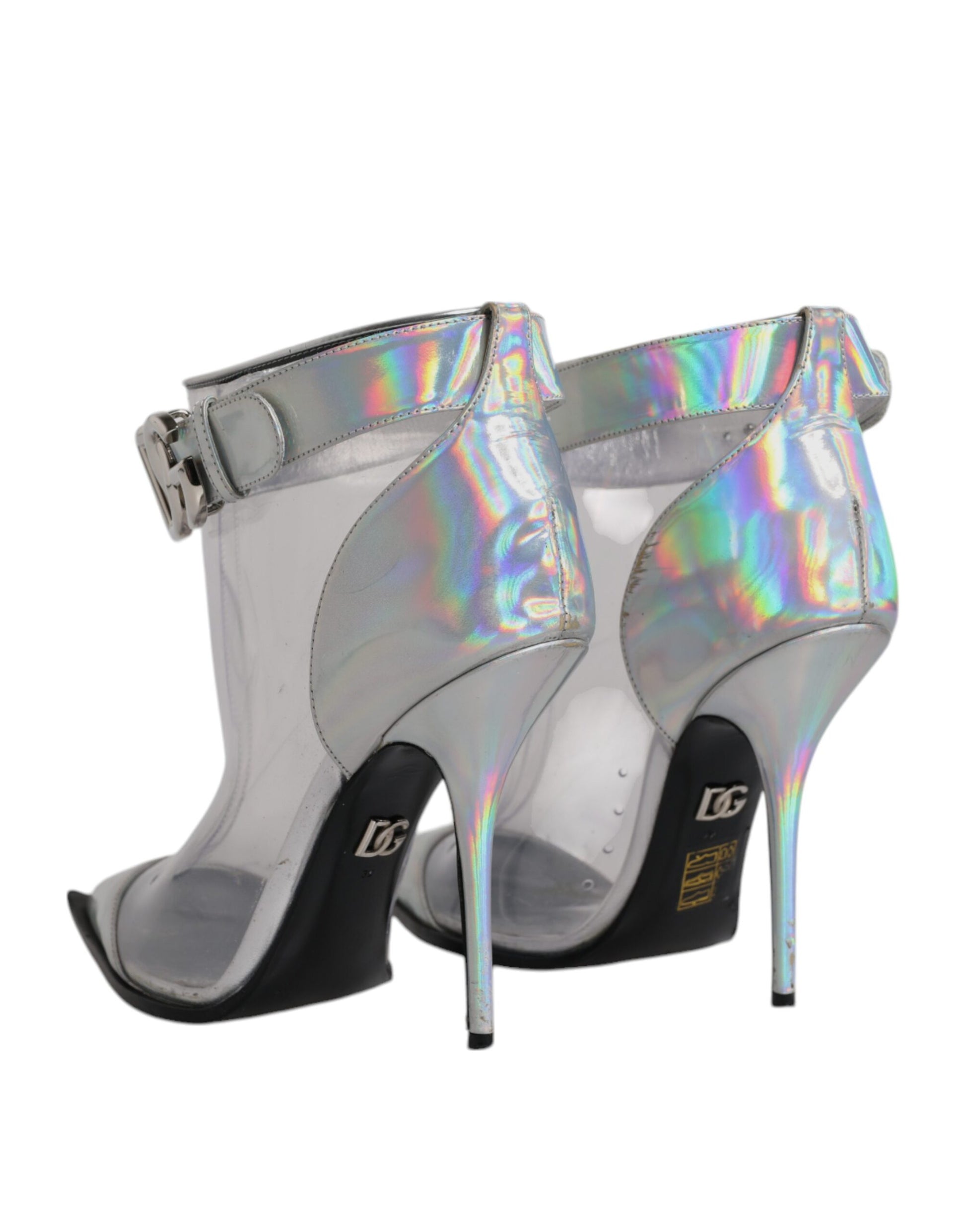 Silver Iridescent Pointed Short Boots Shoes