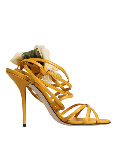 Yellow Flower Applique Keira Sandals Shoes