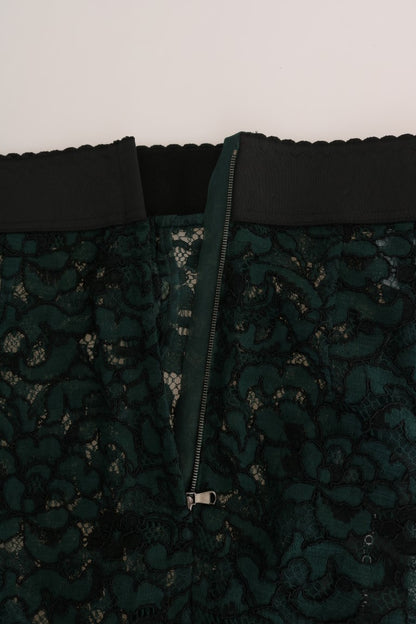 Pantalones ajustados de cintura alta con encaje floral