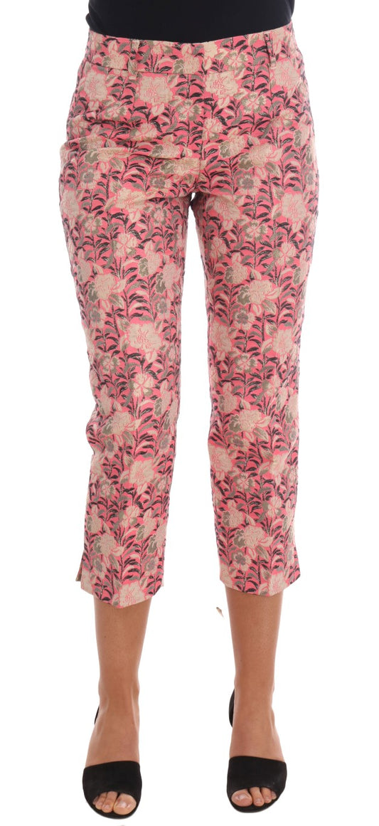 Pantalones elegantes con brocado floral