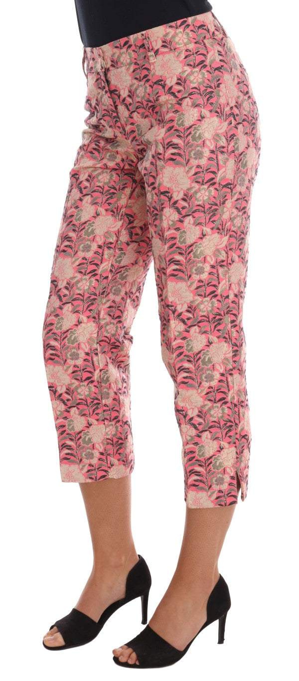 Pantalones elegantes con brocado floral