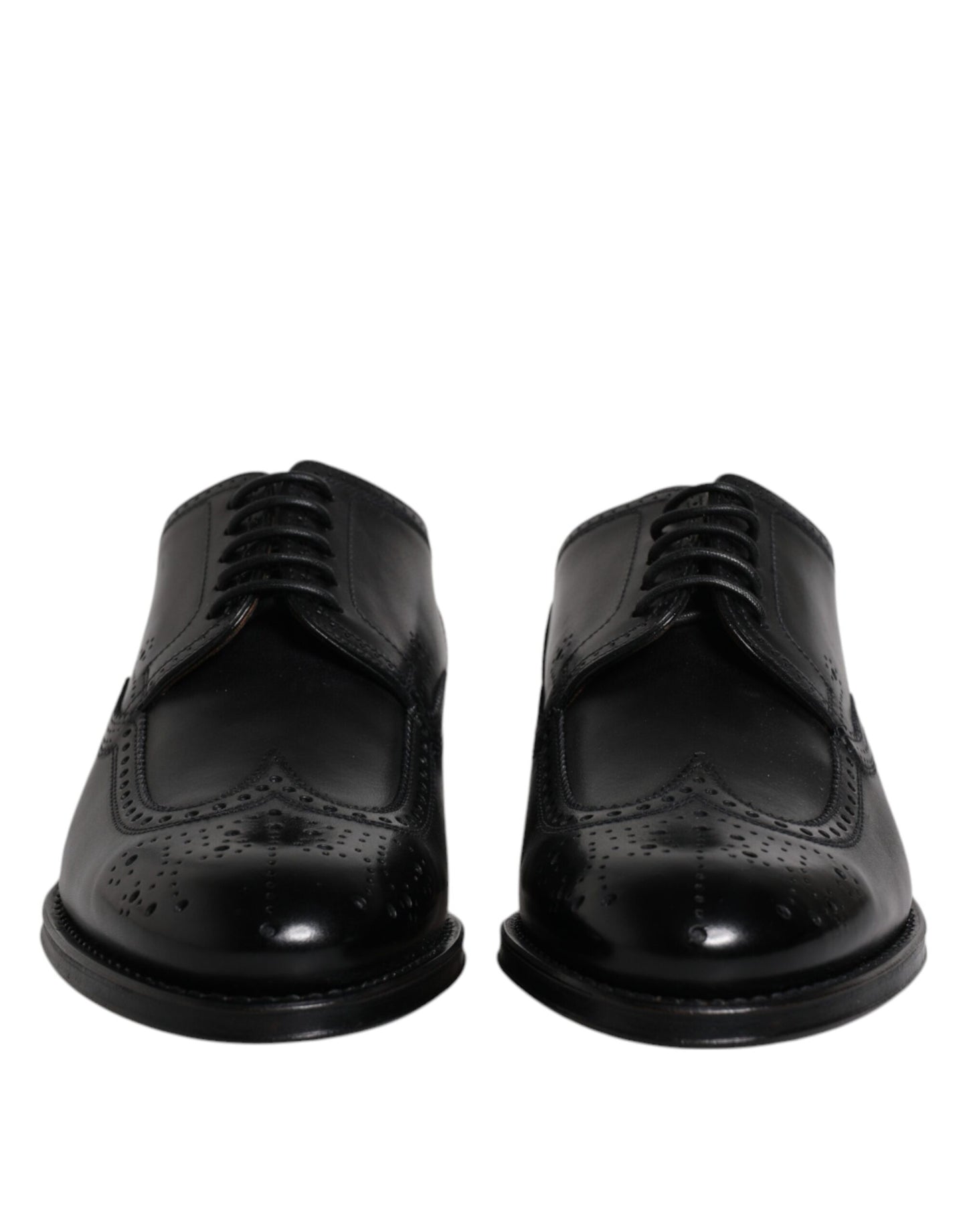 Black Leather Derby Wingtip Formal Shoes