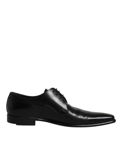 Black Leather Derby Men Formal Dress Shoes