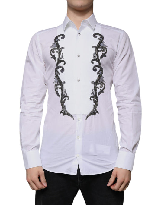 White Slim Fit Baroque GOLD Men Dress Shirt