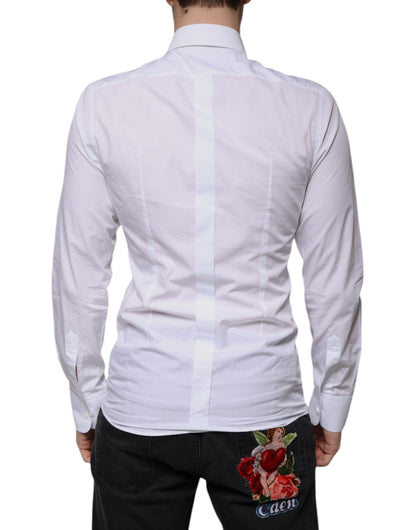 White Slim Fit Baroque GOLD Men Dress Shirt