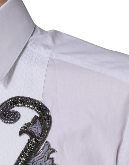 White Slim Fit Baroque GOLD Men Dress Shirt