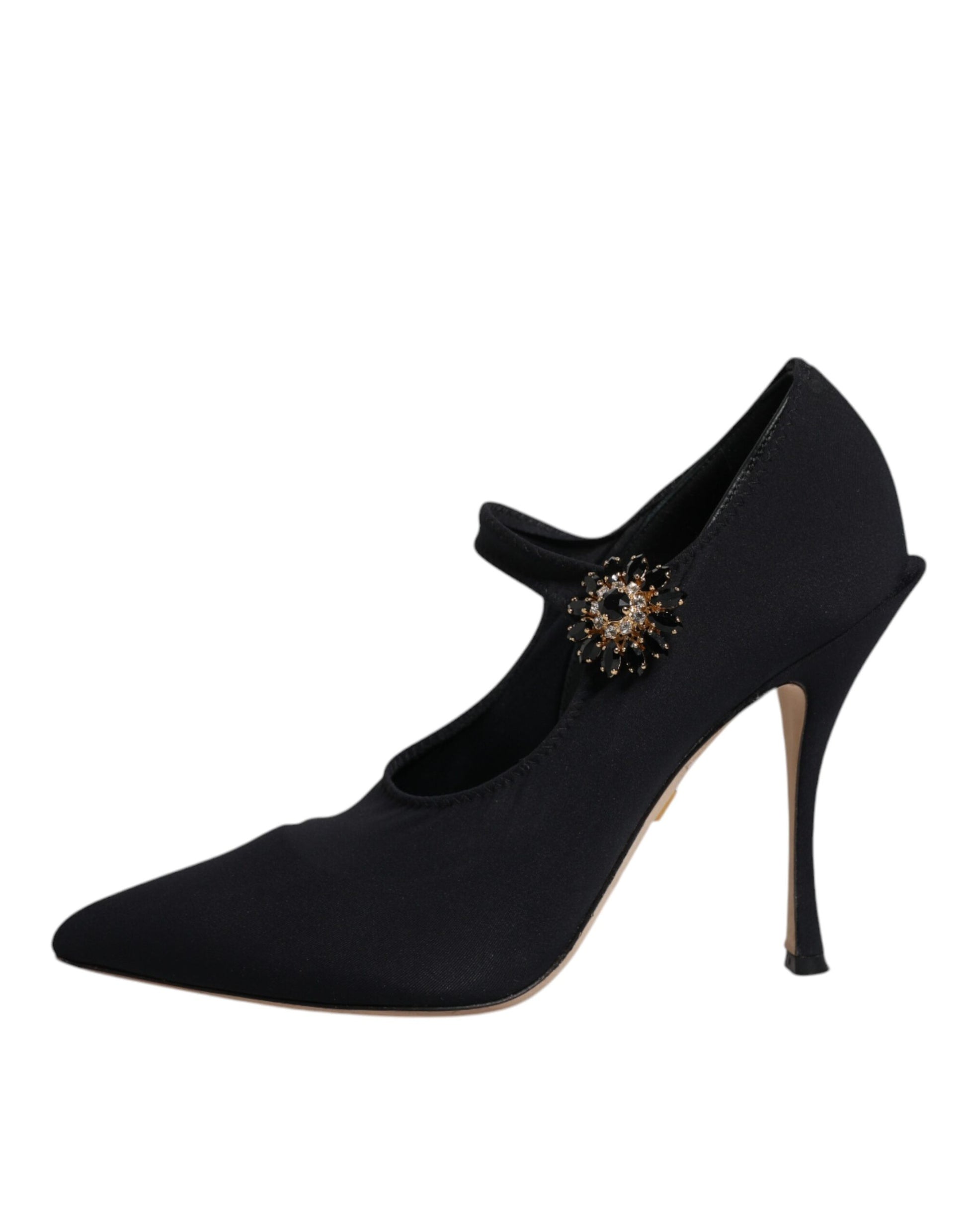 Black Mary Jane Stretch Crystal Pumps Shoes