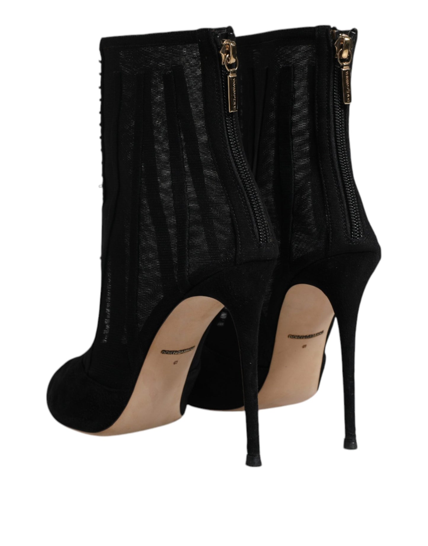 Black Mesh Stiletto Heels Ankle Boots Shoes