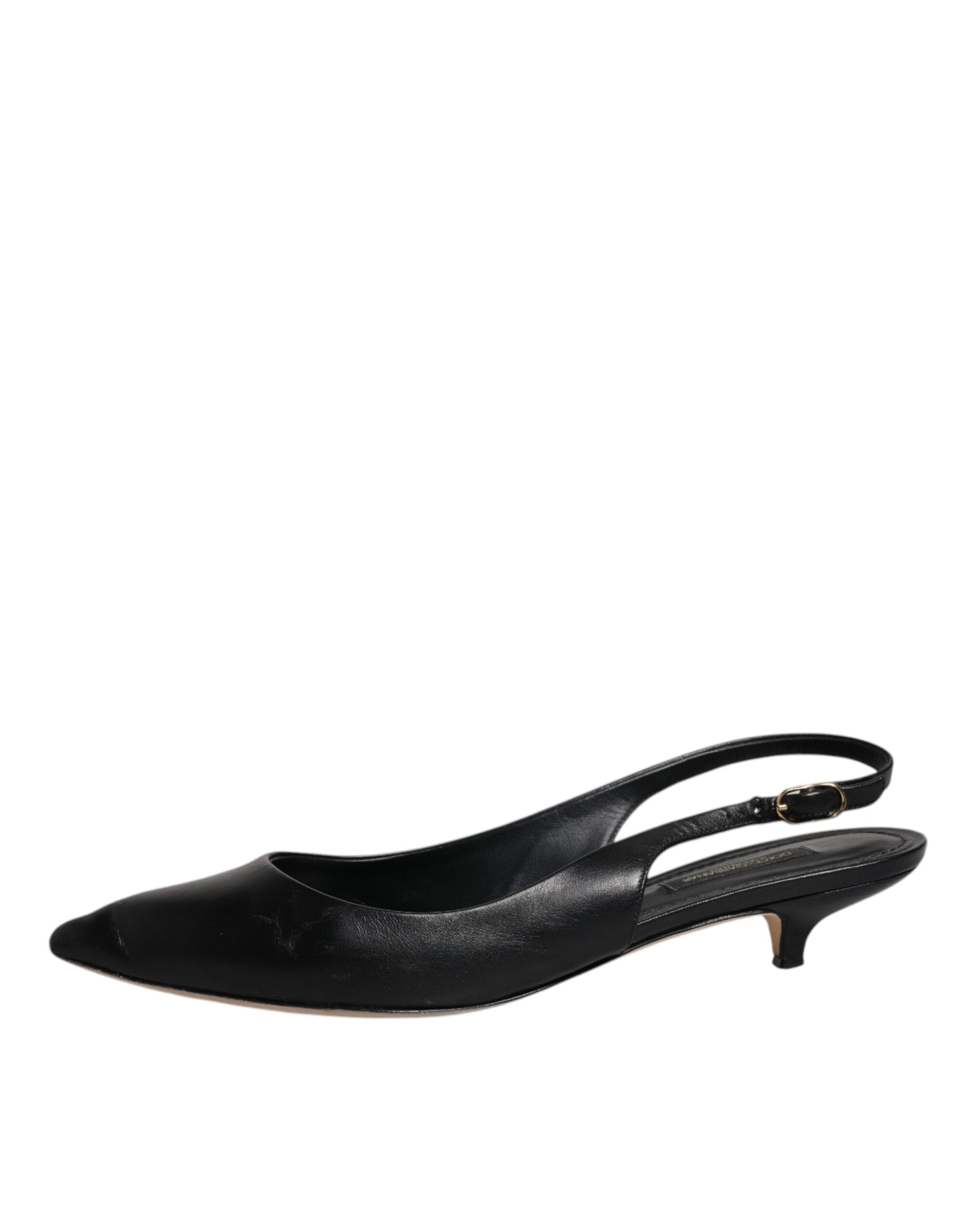 Black Leather Heels Slingbacks Bellucci Shoes