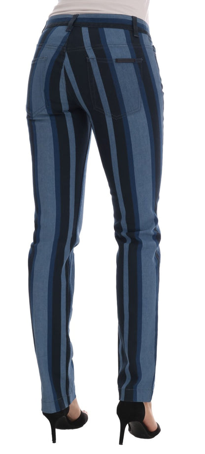 Chic Blue Striped Slim Fit Girly Jeans