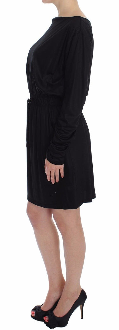 Elegant Black Silk Blend Shift Dress