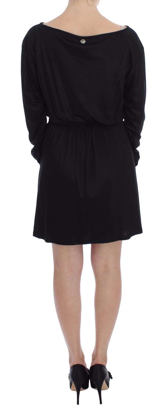 Elegant Black Silk Blend Shift Dress