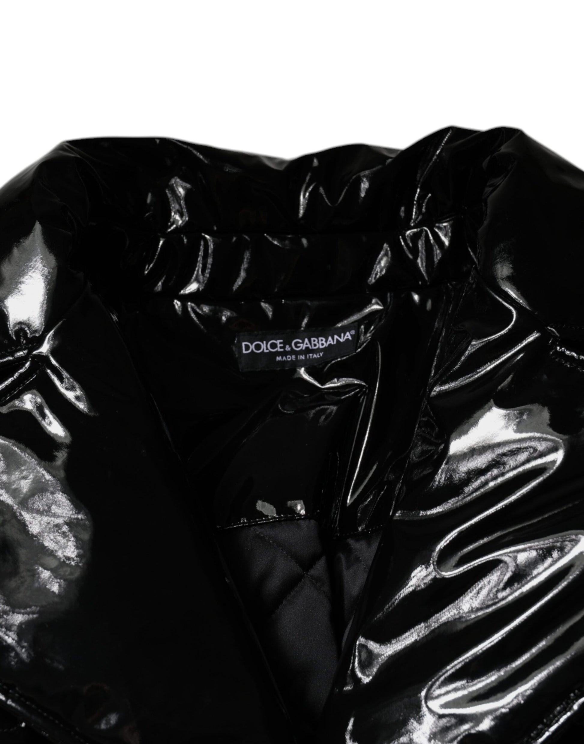 Black Polyester Button Down Blouson Jacket