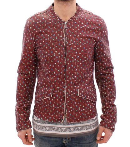 Chaqueta de piel burdeos con estampado exclusivo de boxeador