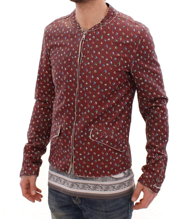 Chaqueta de piel burdeos con estampado exclusivo de boxeador