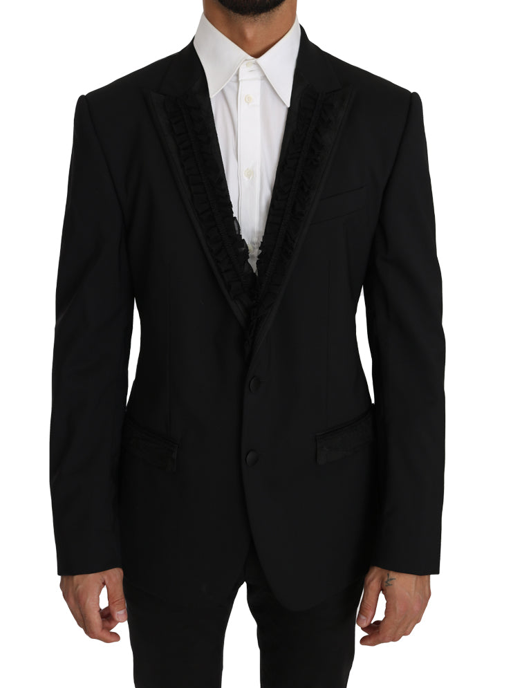 Elegante chaqueta blazer Martini de corte ajustado color negro