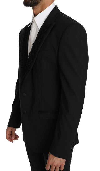 Elegante chaqueta blazer Martini de corte ajustado color negro