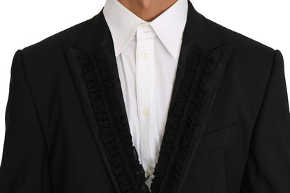 Elegante chaqueta blazer Martini de corte ajustado color negro