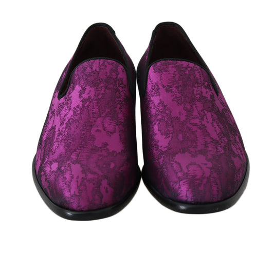 Elegant Silk-Wool Blend Loafers in Purple