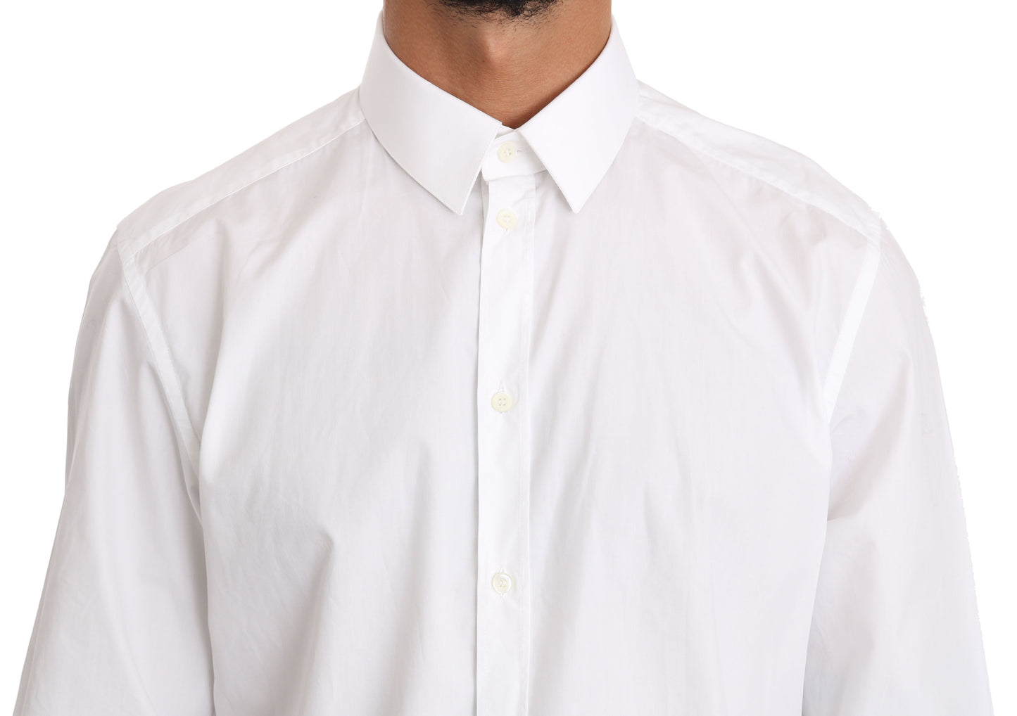 Camisa elegante de corte entallado en color blanco puro