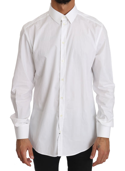 Camisa elegante de corte entallado en color blanco puro