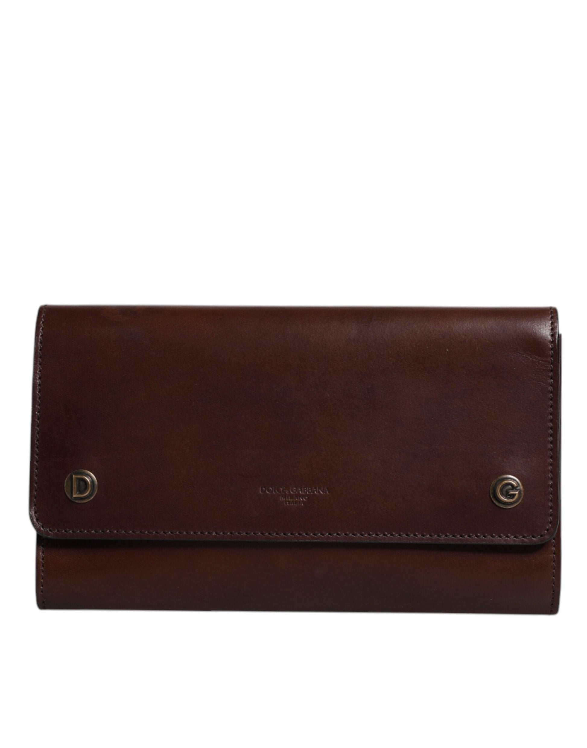 Brown Leather Logo Embossed Crossbody Bag