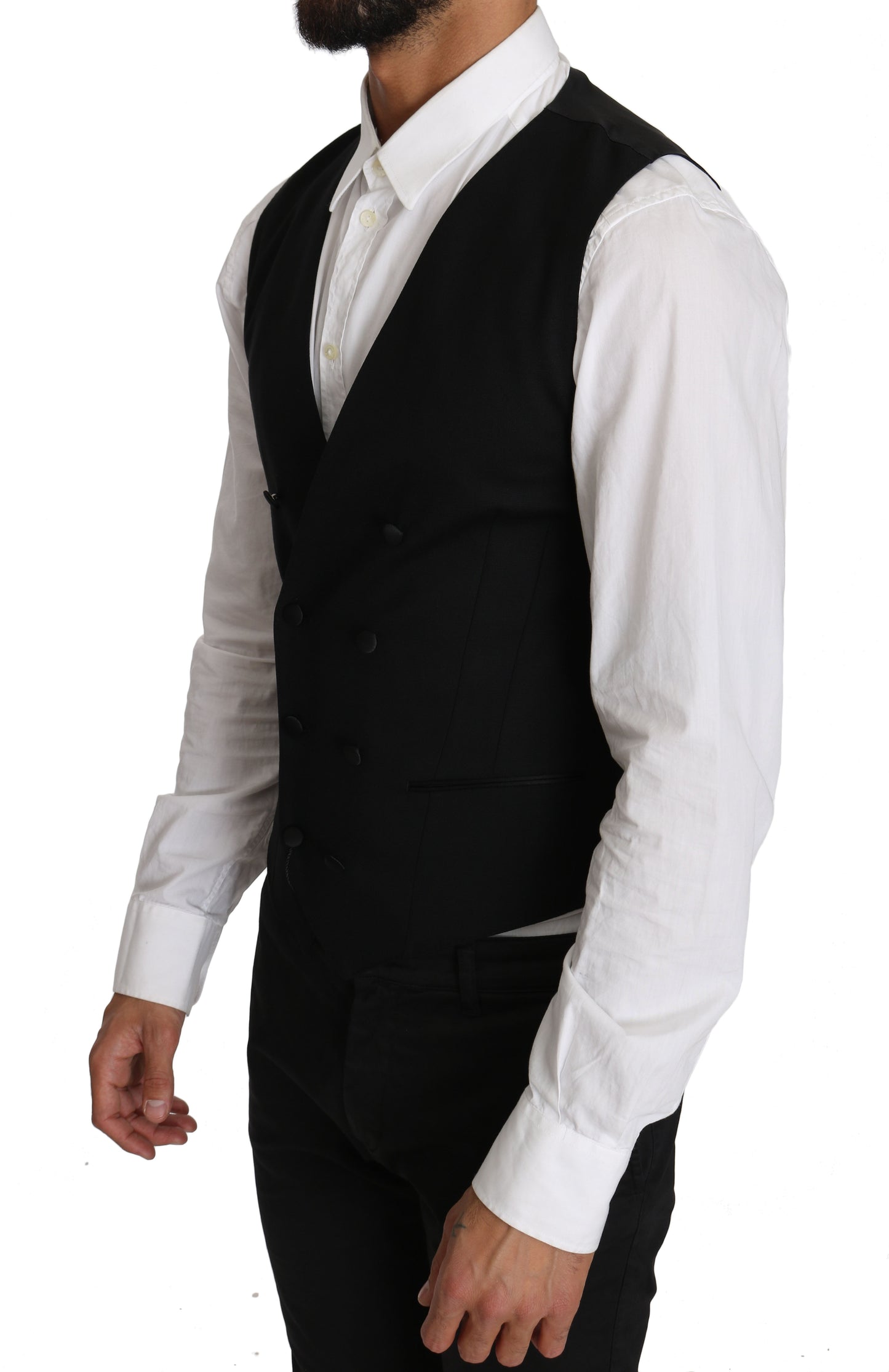 Sleek Double Breasted Slim Fit Wool Vest