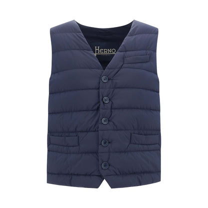 Blue Polyamide Sleveless Jacket